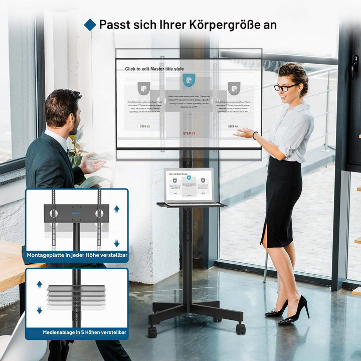 TV Ständer rollbar 23-65 Zoll höhenverstellbar bis 135 cm - Bild 3