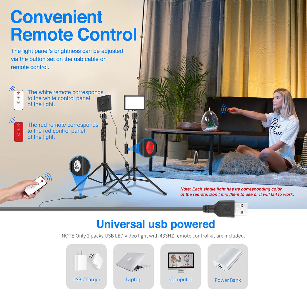 LED Videolicht Set 5600K dimmbar mit Stativ und Farbfiltern 2er Pack - Bild 5