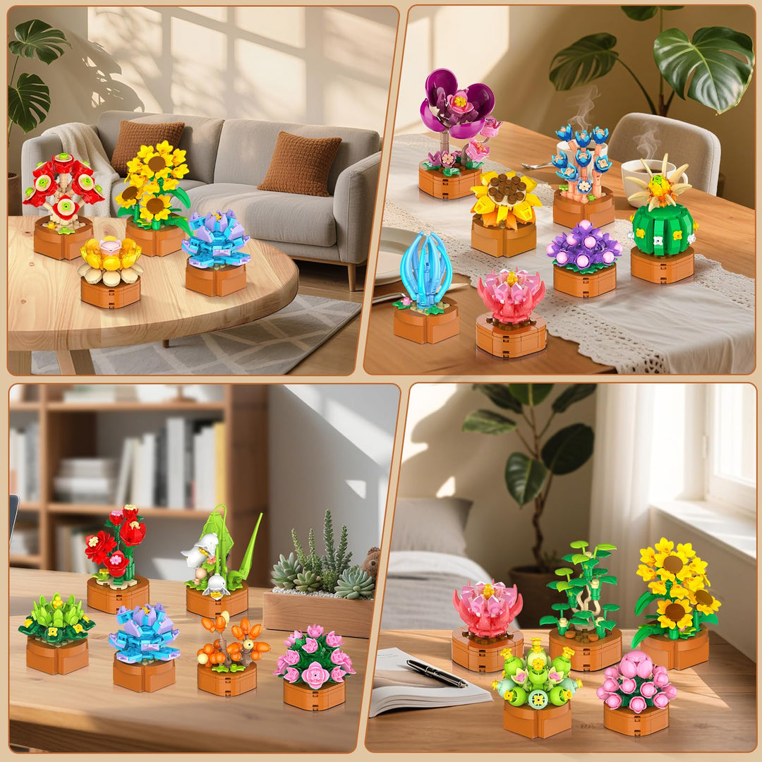 Klemmbausteine Blumen 24er Set Mini 3,6mm Sukkulenten mit Topf - Bild 9