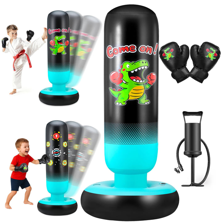 Boxsack Kinder aufblasbar 165 cm Dinosaurier 2-in-1 mit Handschuhen