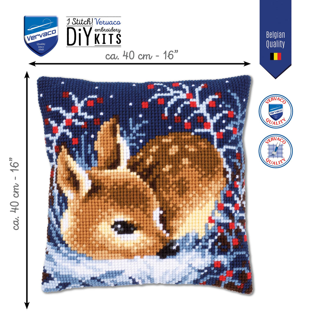 Kreuzstich-Set Kissen Schlafendes Rehkitz vorgedruckt 40x40 cm - Bild 2