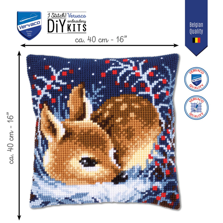 Kreuzstich-Set Kissen Schlafendes Rehkitz vorgedruckt 40x40 cm - Bild 2