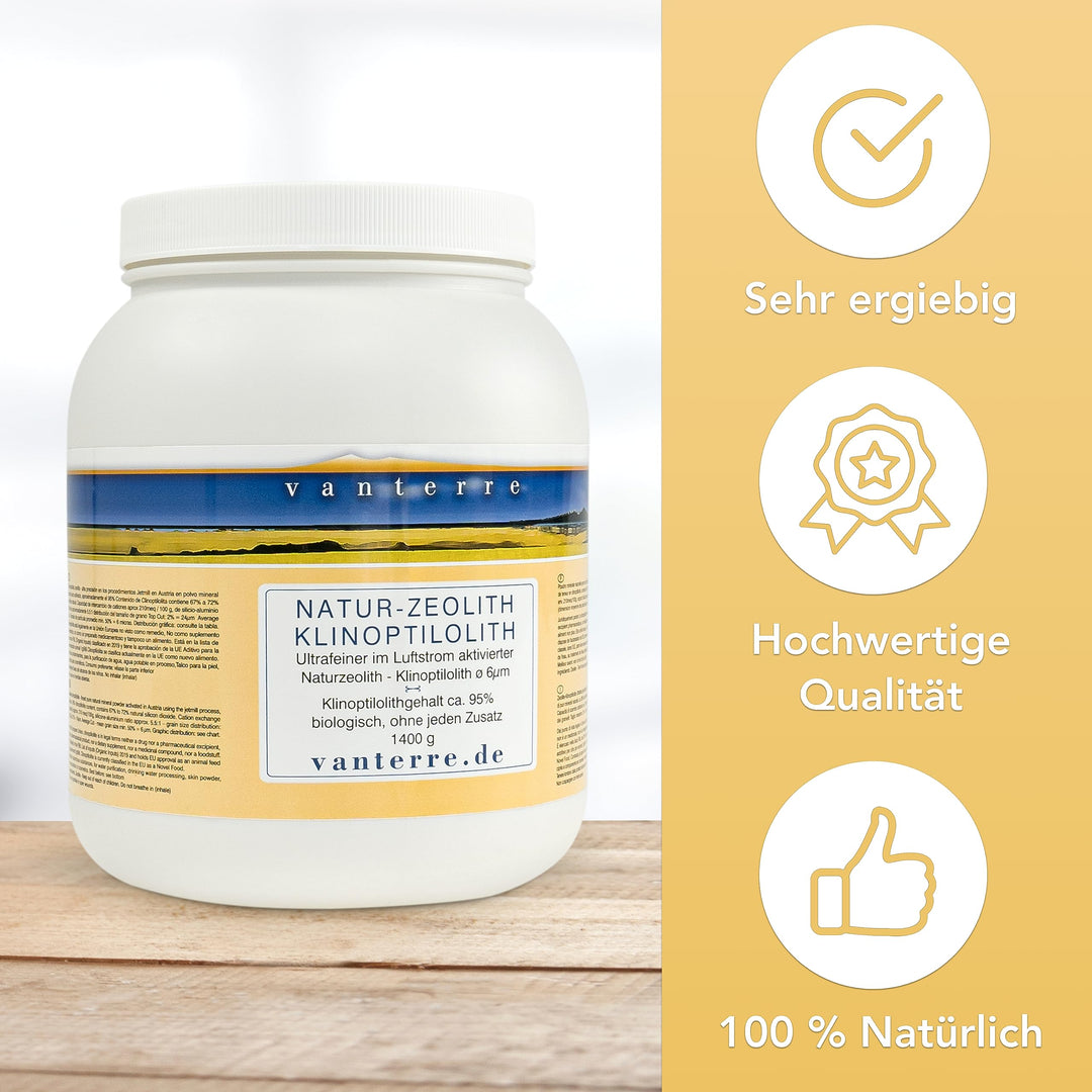 Zeolith Klinoptilolith ultrafein 6µm 1400g in HDPE-Dose - Bild 2