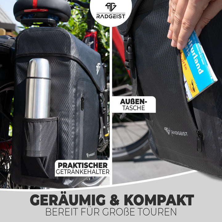 Fahrrad-Gepäckträgertasche Doppel 50L wasserdicht mit Tragegriff - Bild 2
