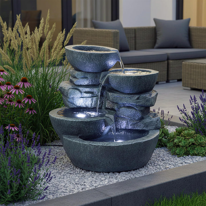 Zimmerbrunnen mit LED Beleuchtung Steinoptik Innen &amp; Aussen 48 cm - Bild 6