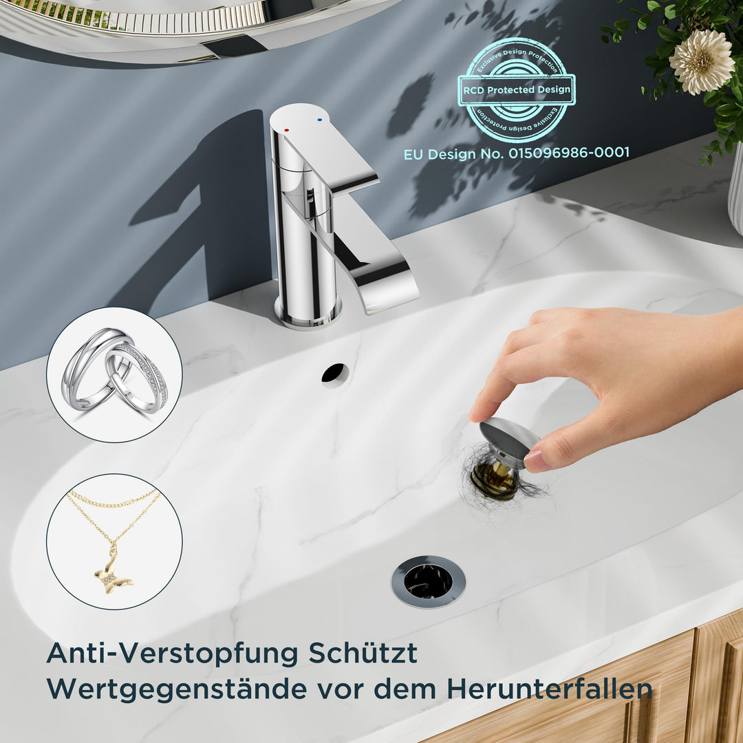 Waschtischarmatur Chrom Wasserfall-Auslauf Einhandmischer 98 mm - Bild 2