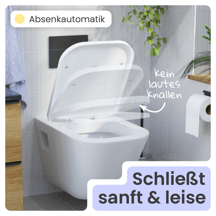 WC-Sitz eckig Duroplast mit Absenkautomatik und Schnellverschluss - Bild 3