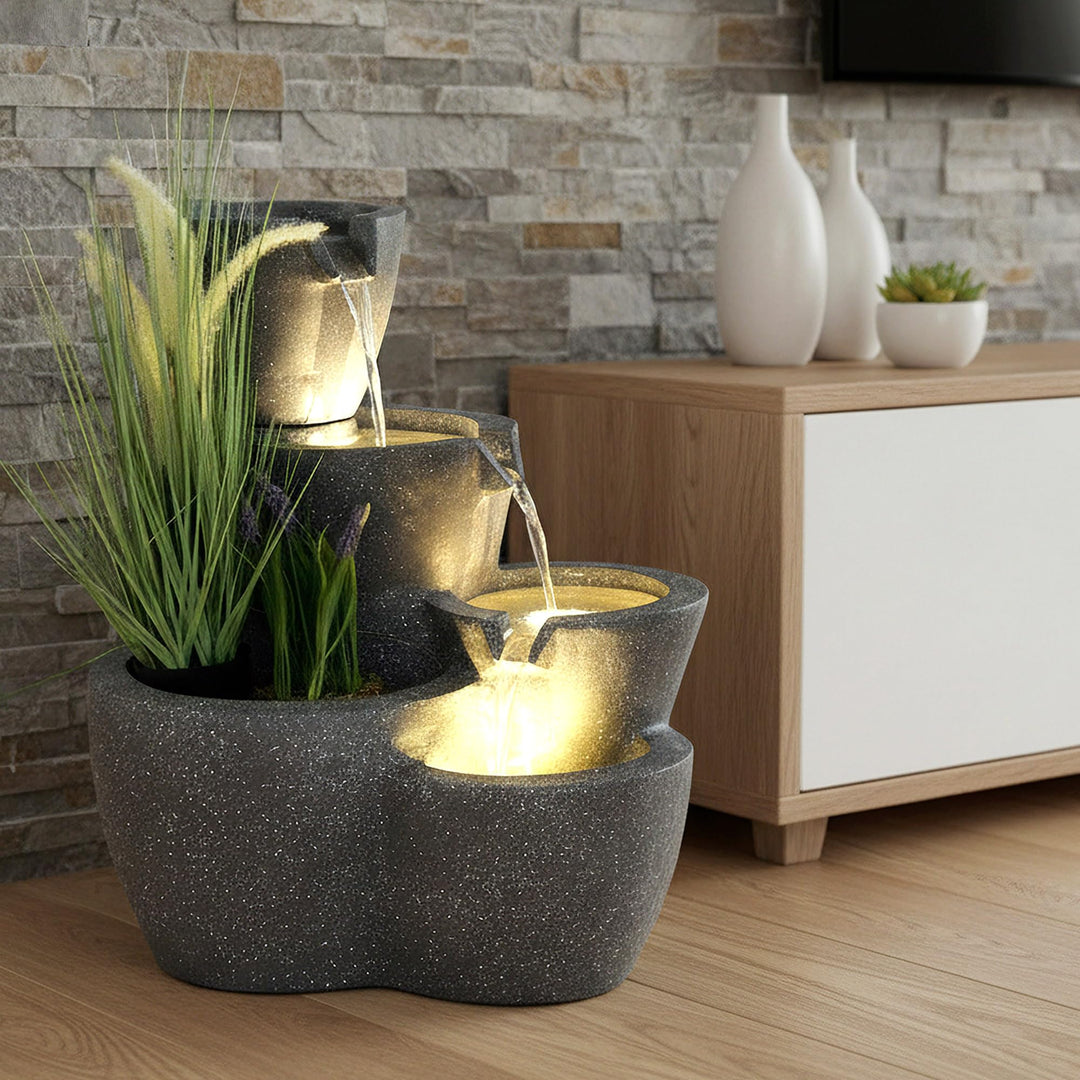 Terrassenbrunnen bepflanzbar mit LED-Beleuchtung 59 cm Springbrunnen - Bild 6