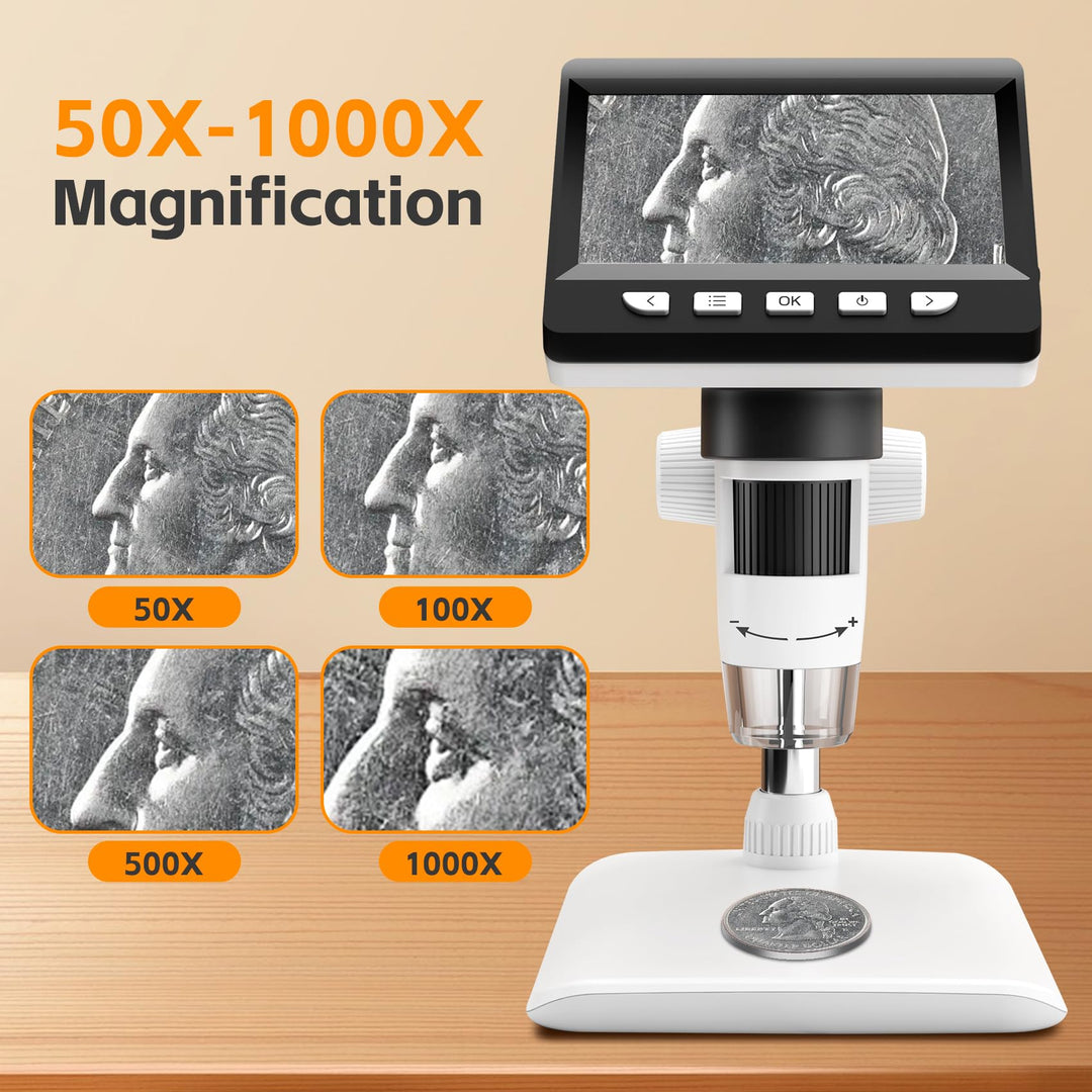 Digitales Mikroskop 4,3-Zoll-Display 50-1000x Vergrösserung USB - Bild 2