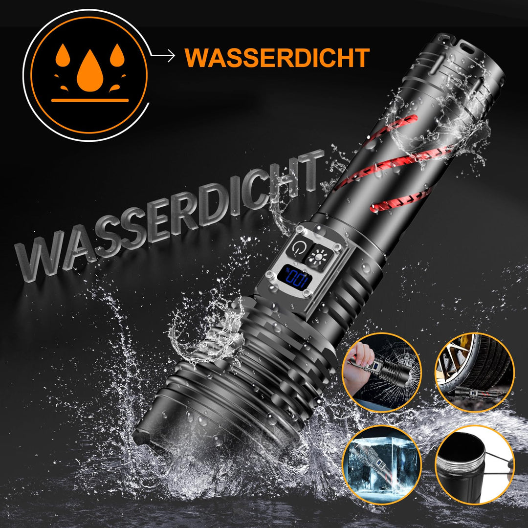 LED Taschenlampe 60W XHM100 Chip stufenlos dimmbar IPX6 Outdoor - Bild 7