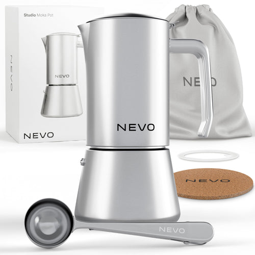 Espressokocher Induktion Edelstahl 6 Tassen BPA-frei mit Zubehör-Set