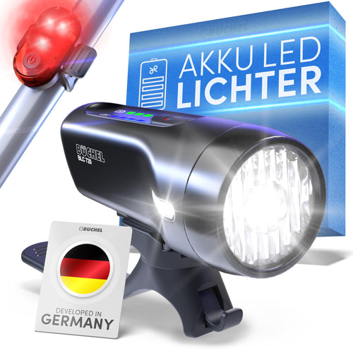 Fahrradlicht Set LED aufladbar 70 Lux StVZO vorne & hinten