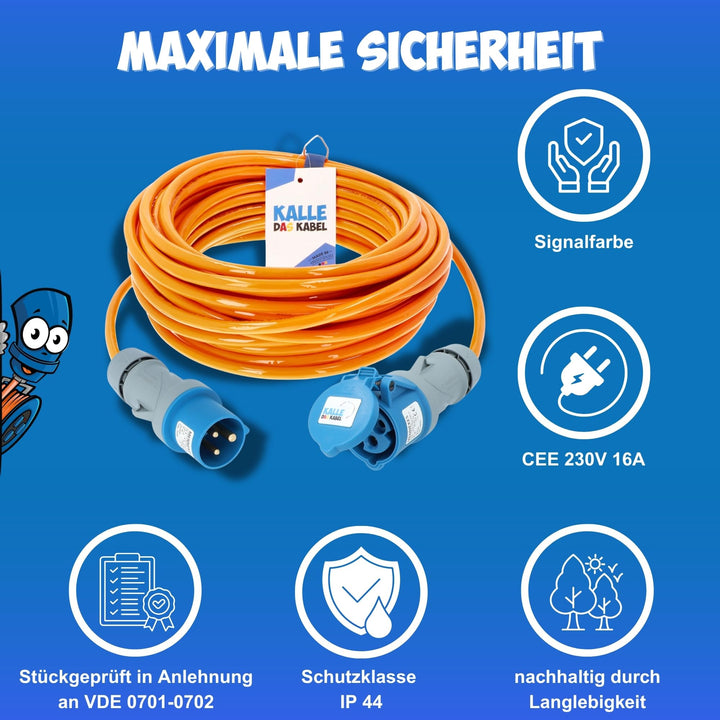 CEE Verlängerungskabel 3G 2,5mm² 25m PUR Aussenbereich orange - Bild 7