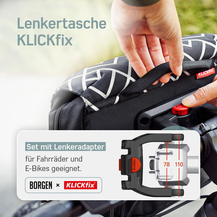 Lenkertasche Fahrrad KLICKfix 5 L wasserabweisend mit Reflektor - Bild 2