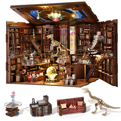 Book Nook DIY Bausatz Holz mit LED Privatbibliothek Motiv