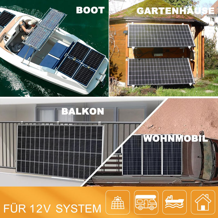Solarpanel 170W 12V Monokristallin PERC für Wohnmobil und Boot - Bild 2