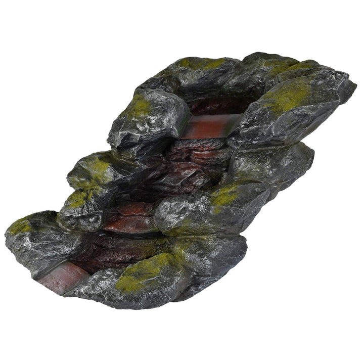 Bachlauf Verlängerung Polyresin Schieferlook mit Moos 60x41x18 cm