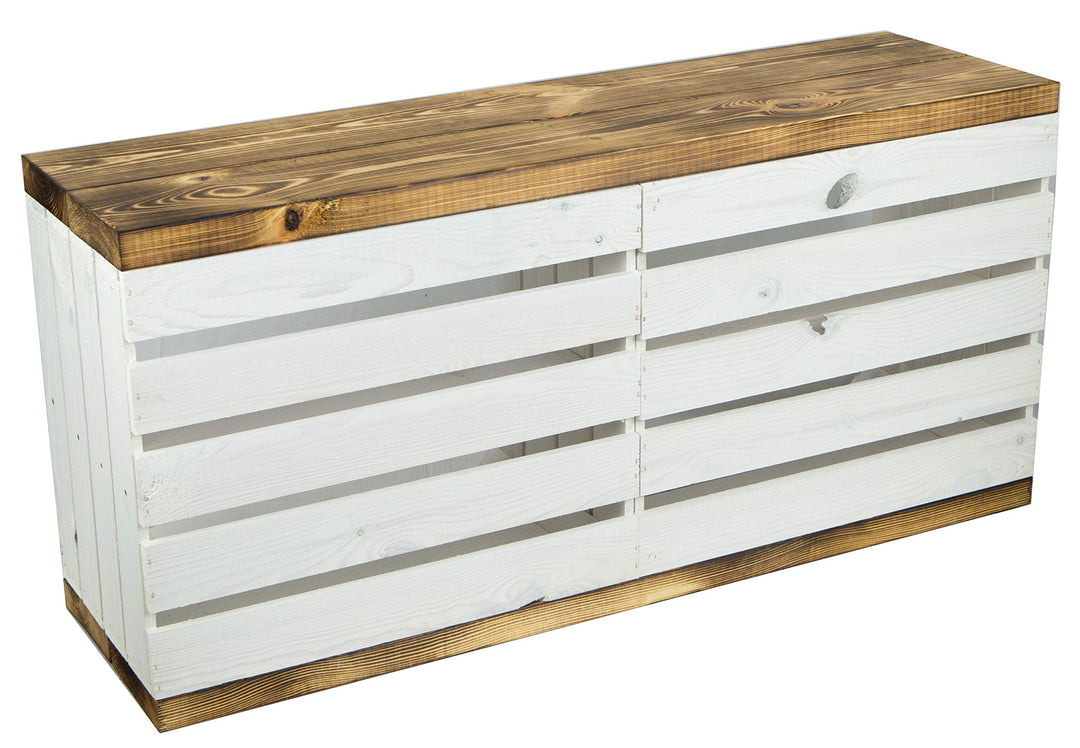 Schuhregal mit Sitzbank Obstkisten-Optik Weiss 100x30x45 cm - Bild 6