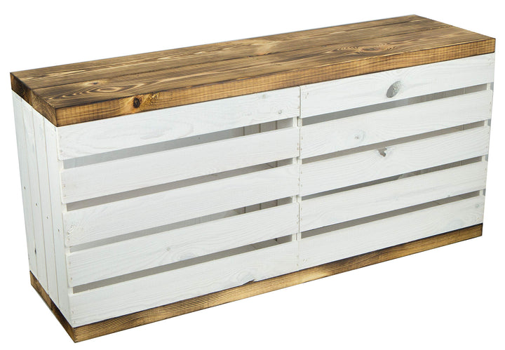 Schuhregal mit Sitzbank Obstkisten-Optik Weiss 100x30x45 cm - Bild 6
