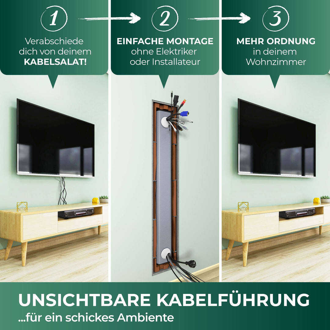 Unterputz-Kabelkanal oval TV Kabeldurchführung 1,1 m grau - Bild 3