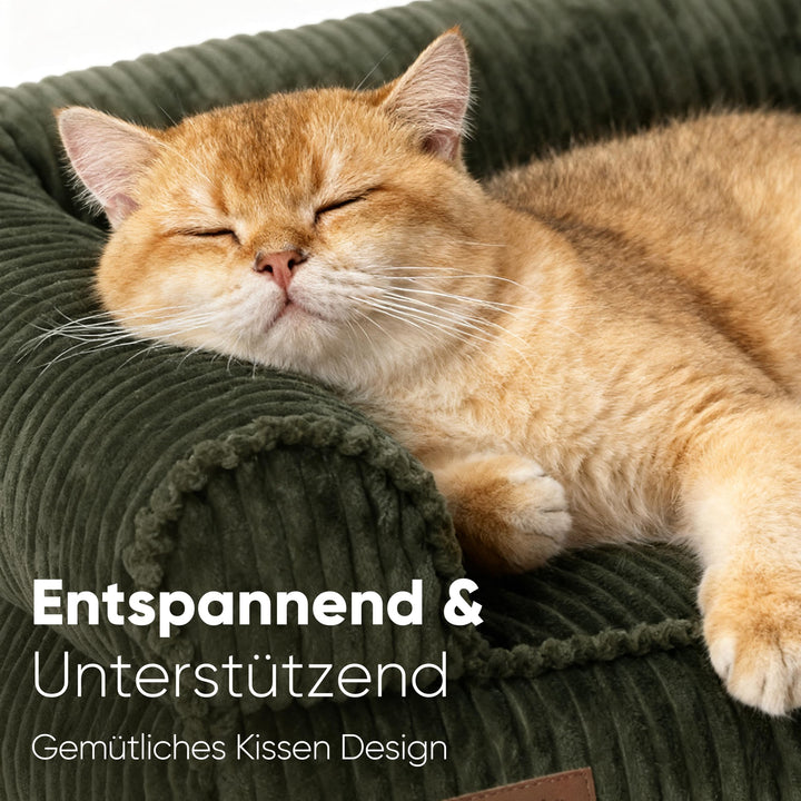 Katzensofa Cord waschbar mit Armlehnen 72x52x22 cm Grün - Bild 2