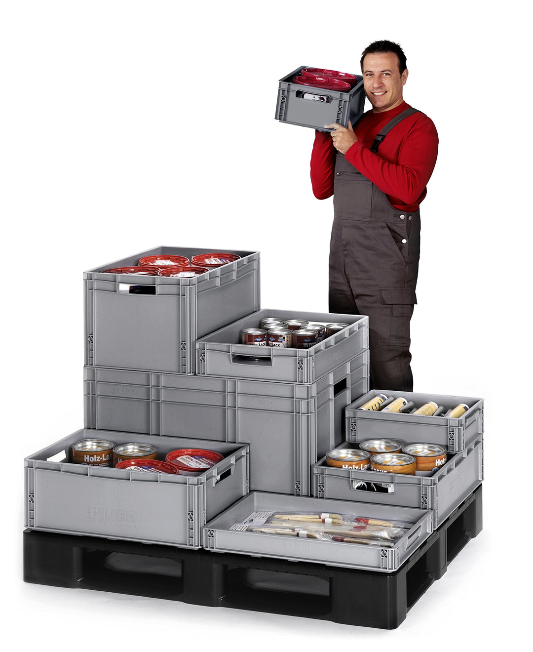 Eurobehälter 86 Liter PP stapelbar 60x40x42 cm mit Griffen - Bild 2