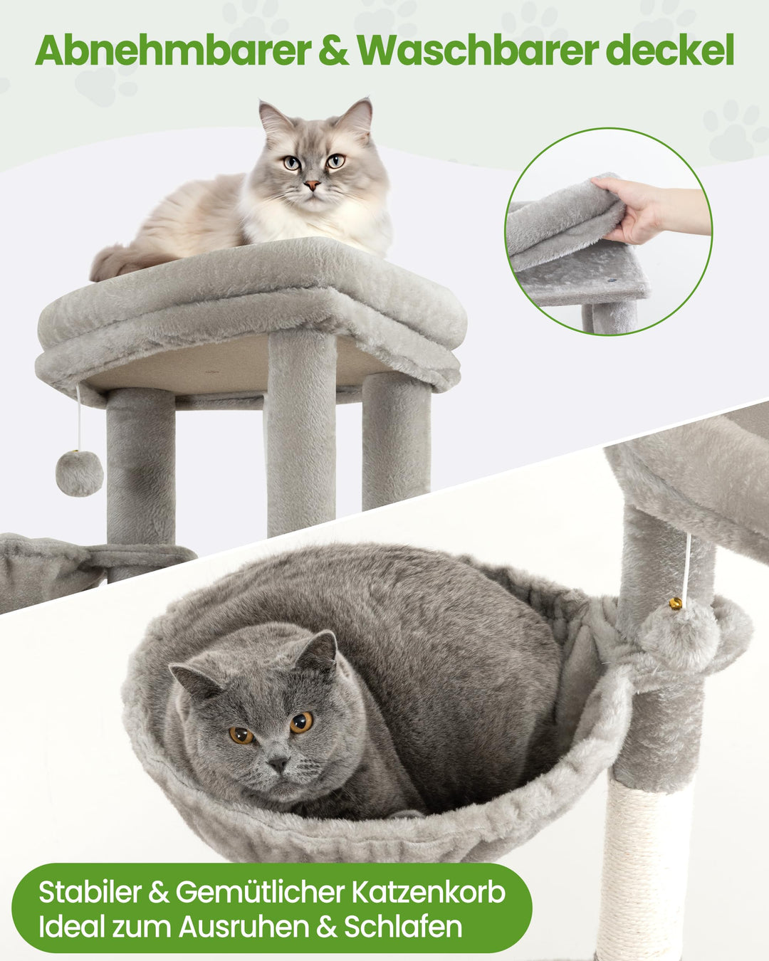 Kratzbaum XXL 170 cm mit 3 Ebenen für grosse Katzen