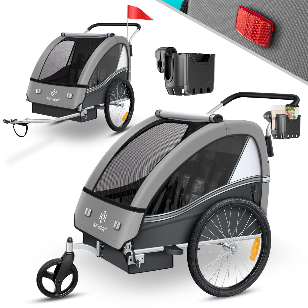 Kinderfahrradanhänger 2in1 Jogger &amp; Buggy für 1-2 Kinder bis 40 kg - Bild 8
