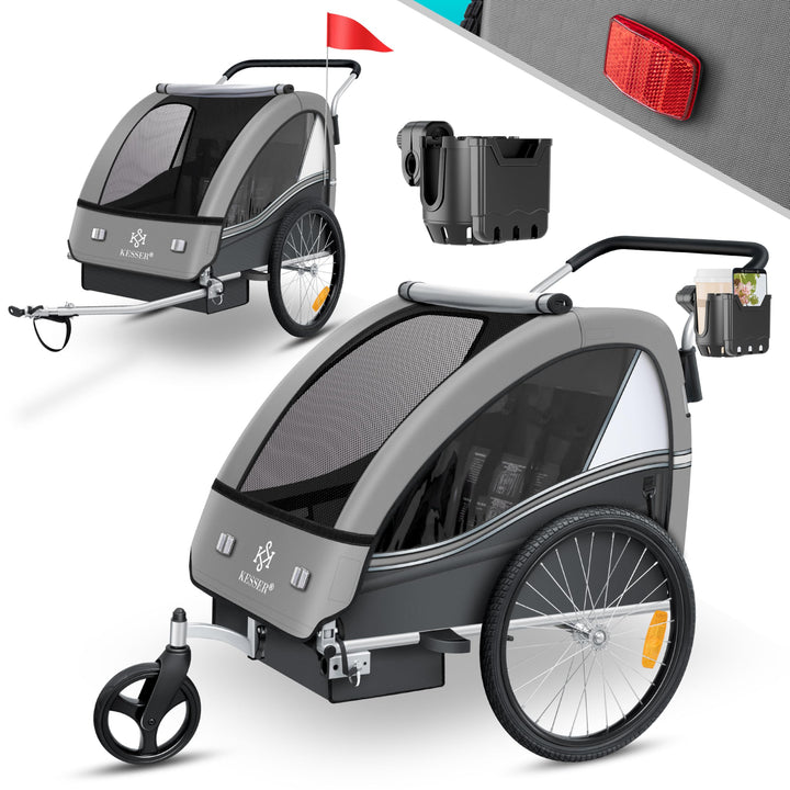 Kinderfahrradanhänger 2in1 Jogger &amp; Buggy für 1-2 Kinder bis 40 kg - Bild 8