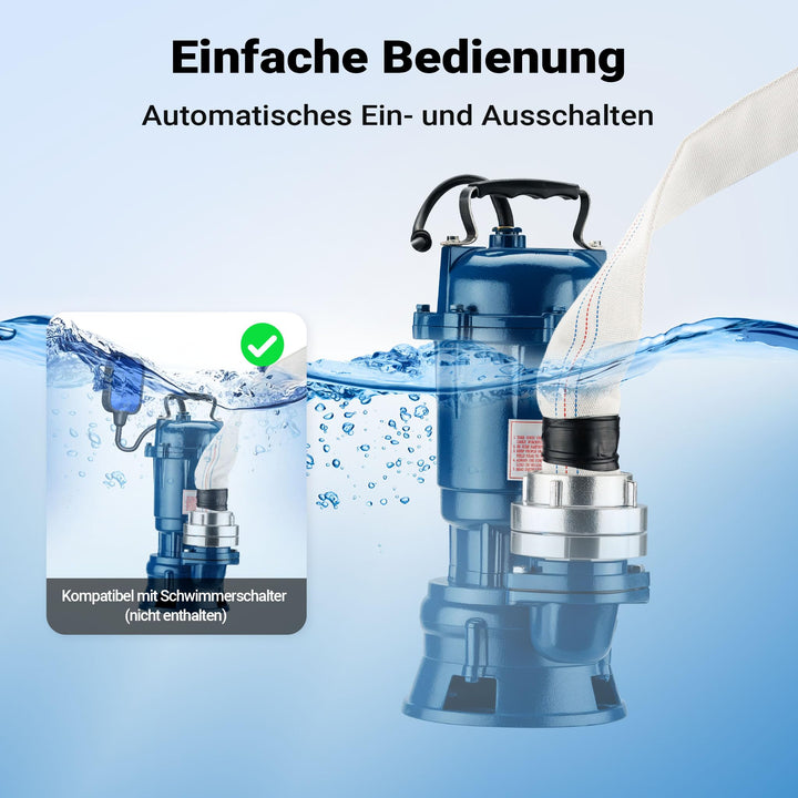 Schmutzwasserpumpe 550 W Tauchpumpe 16.200 l/h mit 20 m Schlauch - Bild 5