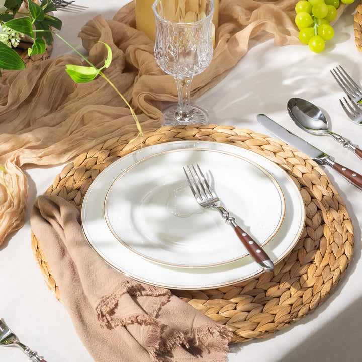 Besteck-Set 30-teilig Edelstahl 18/0 rustikale braune Griffe 6 Personen - Bild 7