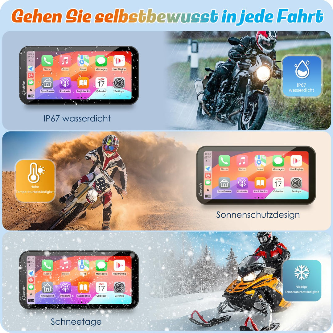 Motorrad-Navi 6,3 Zoll HD IPS Wireless CarPlay Android Auto IP67 - Bild 6