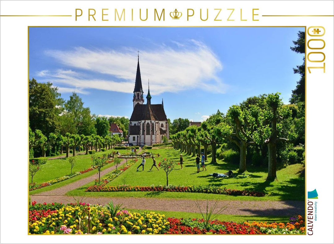 Puzzle Stadtgarten mit Kirche St. Bonifatius 1000 oder 2000 Teile