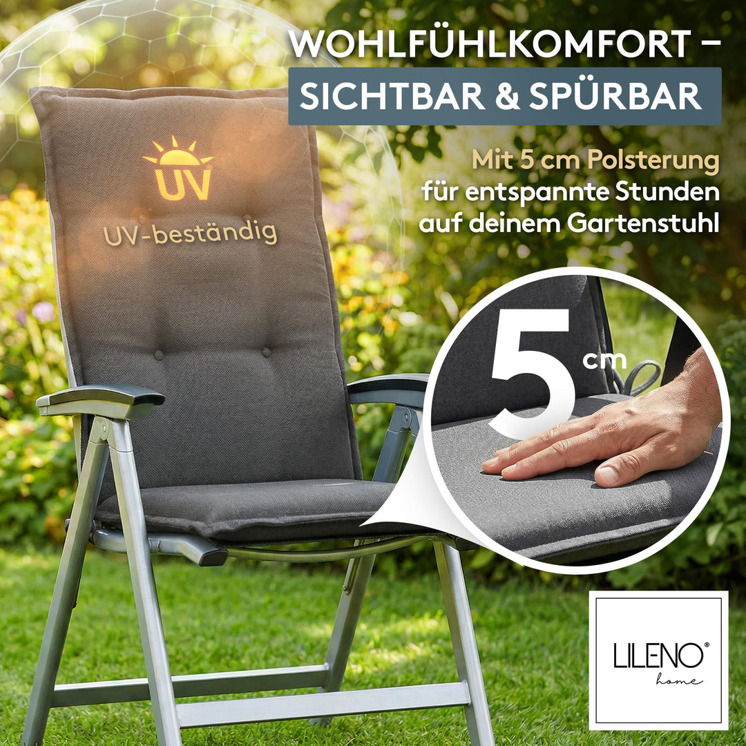 Hochlehner Auflagen 2er Set Anthrazit UV-beständig für Gartenstühle - Bild 2