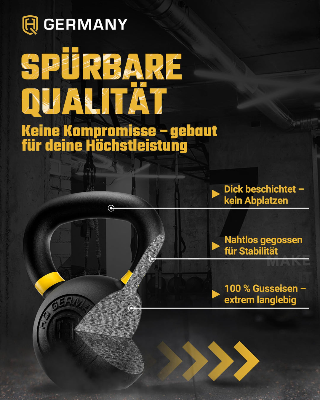 Kettlebell Gusseisen 16 kg pulverbeschichtet für Functional Training - Bild 3