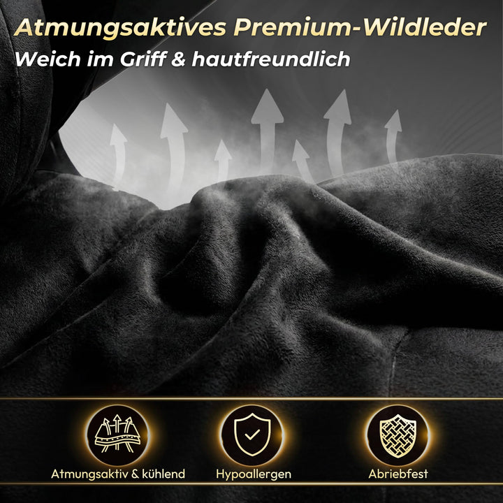 Gaming Stuhl Wildlederimitat ergonomisch 200kg mit Fussstuetze schwarz - Bild 4