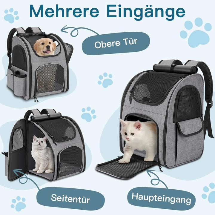 Haustier-Rucksack Oxford bis 10 kg für Hund und Katze Grau - Bild 2
