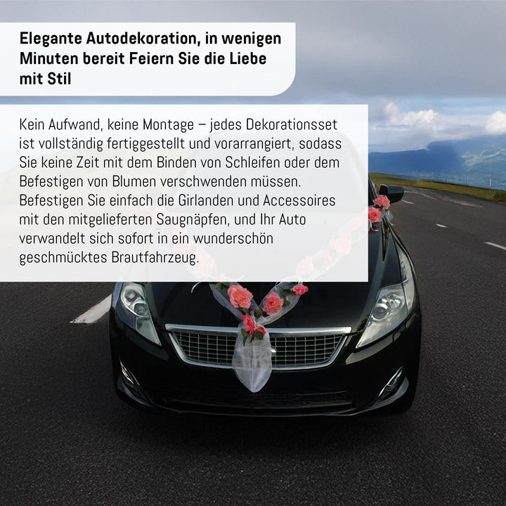 Hochzeit Autoschmuck Rosen-Orchideen-Girlande Rosa 2er-Set - Bild 5