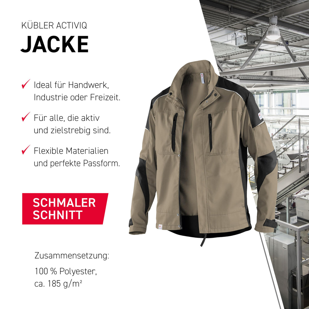 Arbeitsjacke Polyester-Baumwolle körpernah sandbraun/schwarz Gr. XS - Bild 3