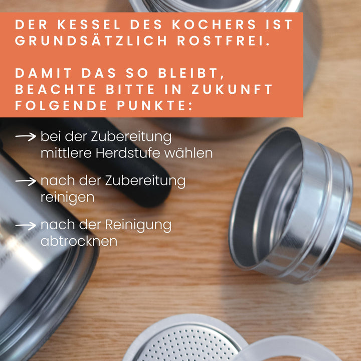 Espressokocher Induktion Edelstahl 4/6 Tassen mit Reduziersieb - Bild 7