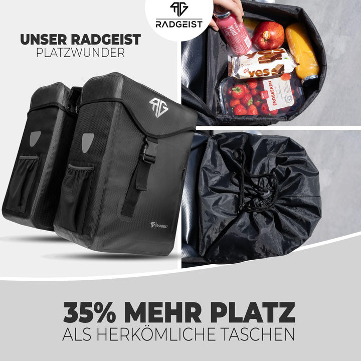 Fahrrad-Gepäckträgertasche Doppel 50L wasserdicht mit Tragegriff - Bild 5
