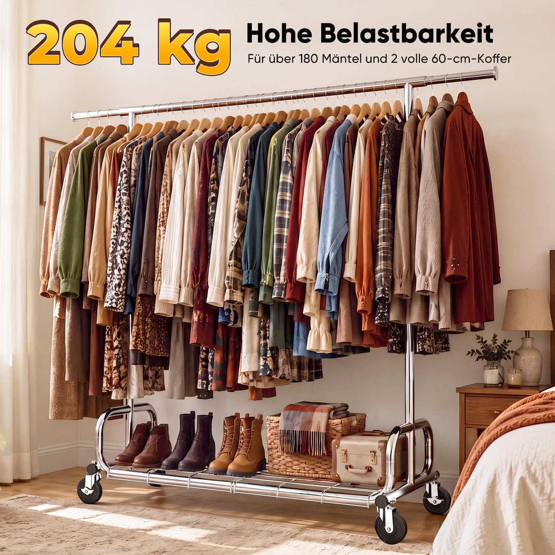 Kleiderständer auf Rollen 3-in-1 Metall verchromt 204 kg Tragkraft - Bild 2