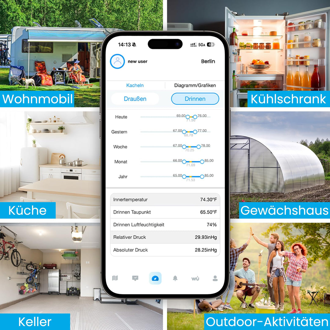 WLAN Wetterstation mit Aussensensor 14-in-1 WiFi Bluetooth App - Bild 7