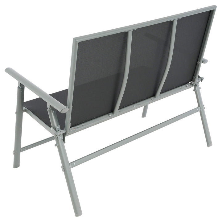 Gartenbank 2-Sitzer Aluminium Textilene Hellgrau 119x66x96 cm - Bild 3