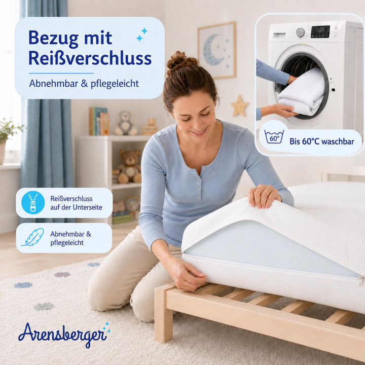 Babymatratze Gelschaum 80x160 cm 12 cm hoch waschbarer Bezug - Bild 4
