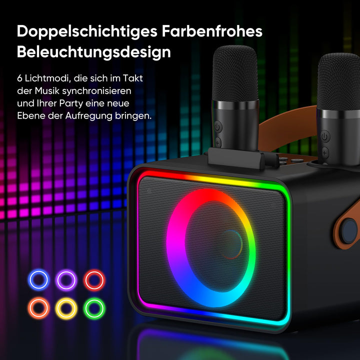 Karaoke Maschine mit 2 Mikrofonen Bluetooth 8W Lautsprecher - Bild 4