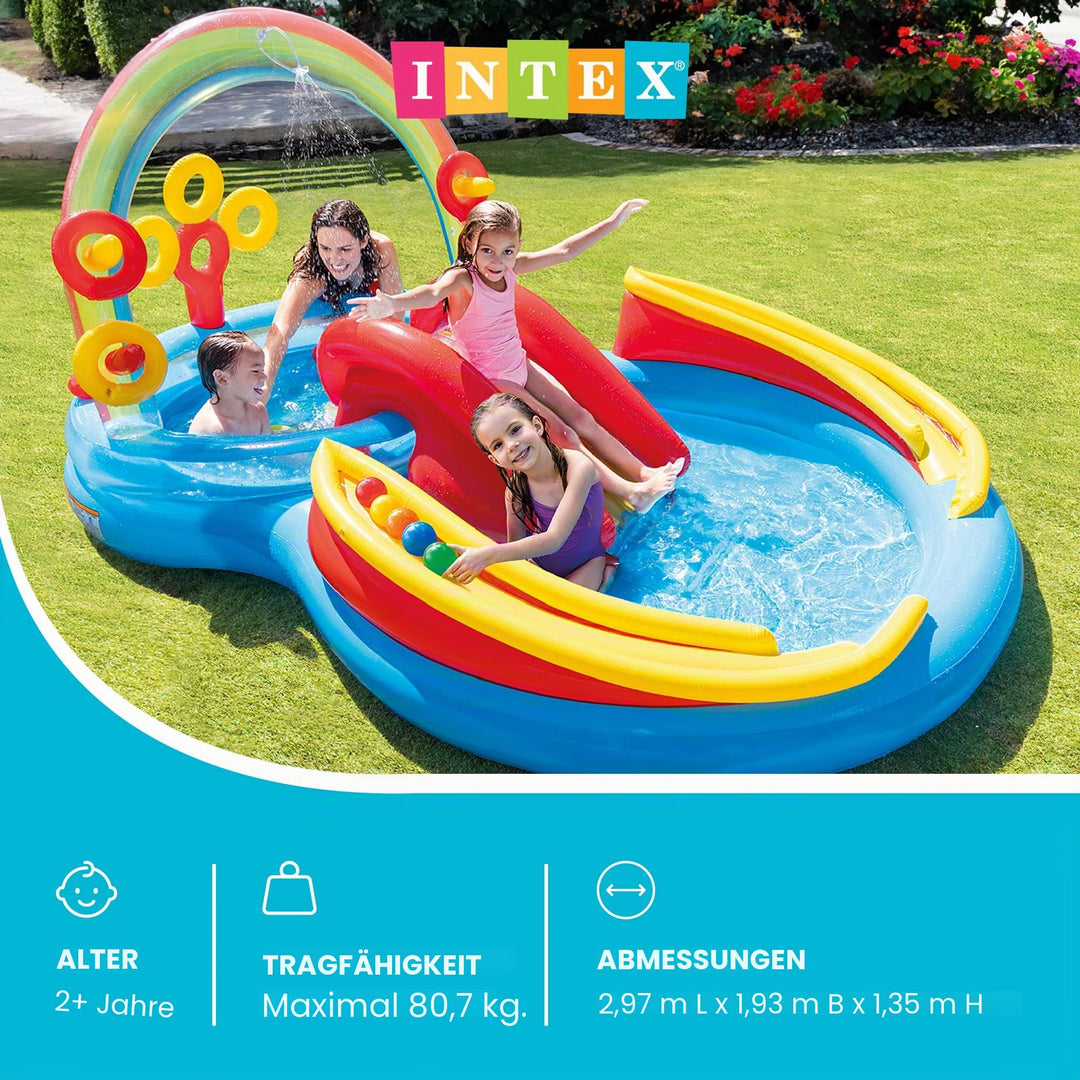 Aufstellpool Kinder mit Wassersprüher und Rutsche 297x193x135 cm - Bild 2