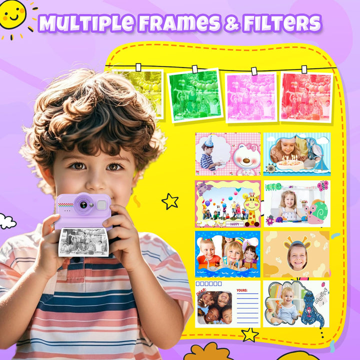 Sofortbildkamera Kinder 1080P Thermodruck mit 32GB &amp; 3 Druckpapierrollen - Bild 5