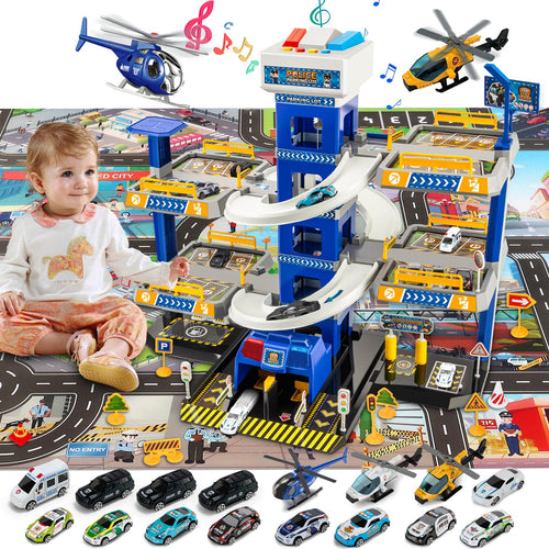 Parkgarage Kinder 5-stöckig mit Aufzug, Rennbahn, Licht & Sound