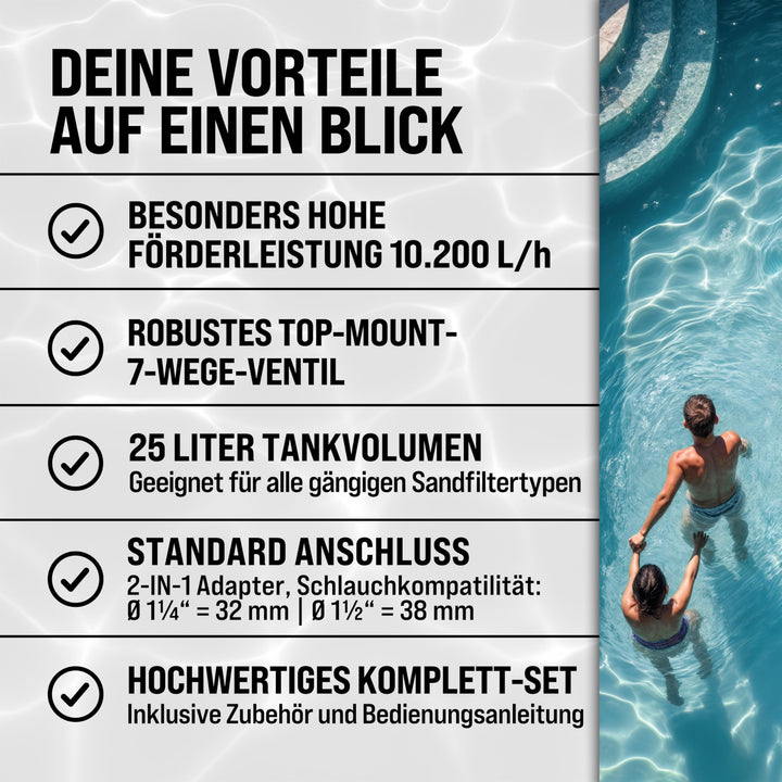 Sandfilteranlage 10.200 L/h für Pools bis 35.000 L 400 W - Bild 8